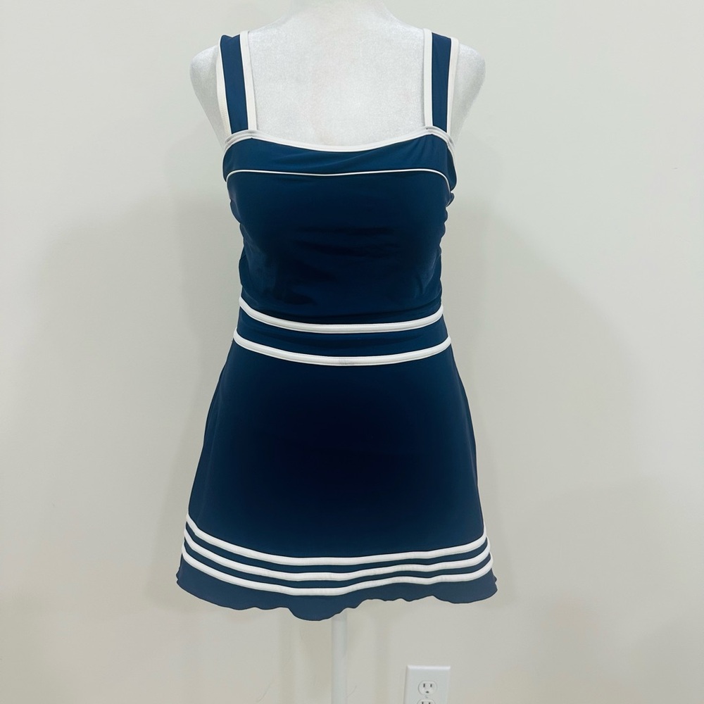 Shore Shapes Swimwear Nautical Pin Up Retro Style Swimsuit Swim Dress Blue Sz 10